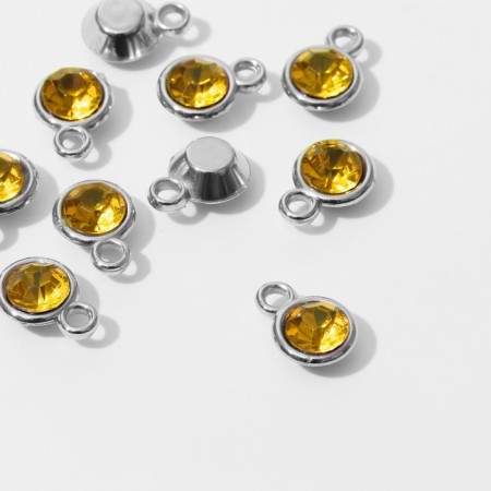 Circle-suspension “Circle” 1.6 × 1.2 × 0.8 cm, (set 10 pcs.), Yellow color in silver