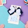 Suzi hair set (clamp 8 cm, 6 elastic bands 2.5 cm) strips shine, blue-white