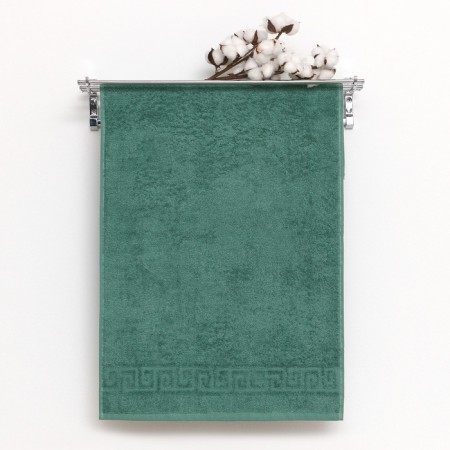 Terry towel with a border 50x90 cm, green, cotton 100%, 430g/m2
