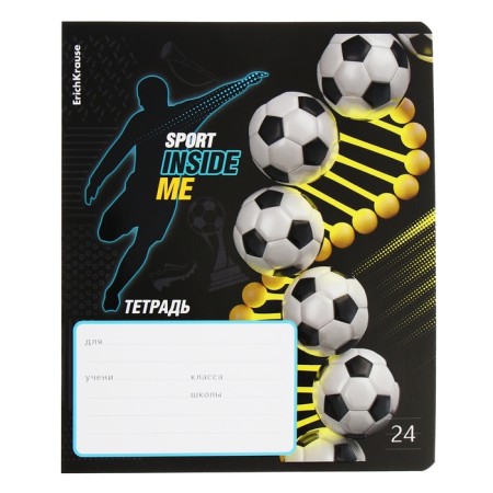 Notebook 24 sheets in the Erichkrause "Sport DNA" line, UV-LK, cover coated cardboard, offset block, mix-5