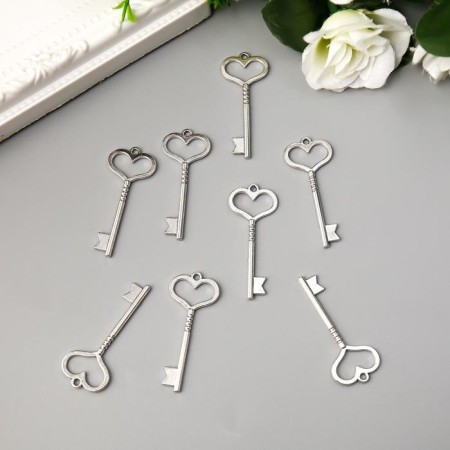Decor for creativity Metal "Key-heart" silver 4.4x1.9 cm-2