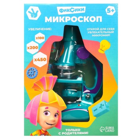Microscope fixiki with a set for research, light, mix-14
