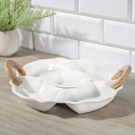Menzhitsa ceramic 4 sections "Estet", 34 × 30 × 5 cm, saucer