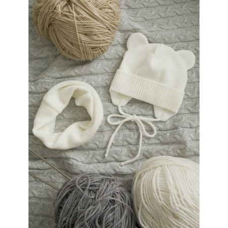 A cap on ties with ears children's Amarobaby Pure Love Bear, with a lining, size 42-44 cm, dairy color-7