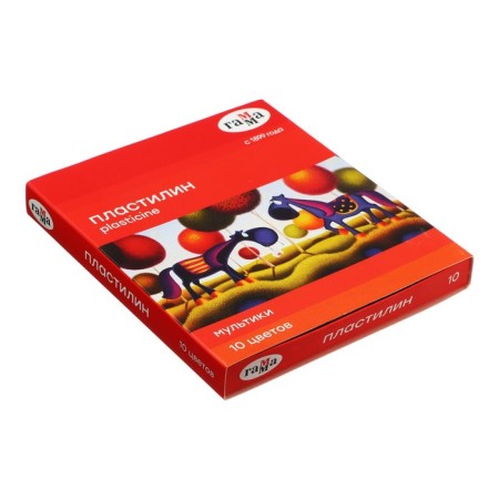 Plasticine 10 colors 200 g, gamma "cartoons", with stack, cardboard packaging 280017-2
