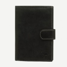 Portmone with a block for rights and a department for a Camel passport, black color