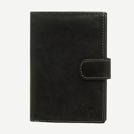 Portmone with a block for rights and a department for a Camel passport, black color