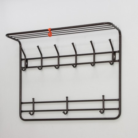 Wall hanger, with a shelf, 9 hooks, 2 tiers, 72.5 × 22 × 57.5 cm, color Copper Antik-1