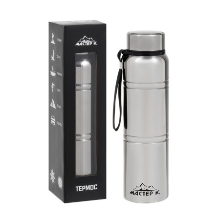 Thermos, 1 l, Warm, retains heat 24 hours, with a strainer, with a temperature sensor, chrome-3