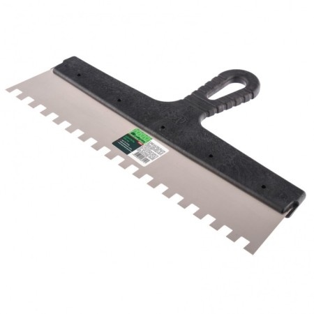 Spatula SIBRTTS 85507, tooth 10x10 mm, stainless steel, plastic handle, 350 mm