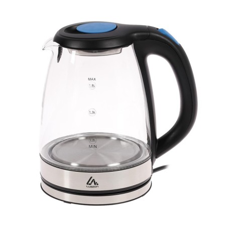 Electric kettle Luazon LSK-1802, glass, 1.8 l, 1500 watts, backlight, black and blue-3
