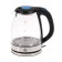Electric kettle Luazon LSK-1802, glass, 1.8 l, 1500 watts, backlight, black and blue