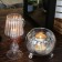 Decorative candlelight made of colored glass, 11 × 11 × 25.5 cm, white color