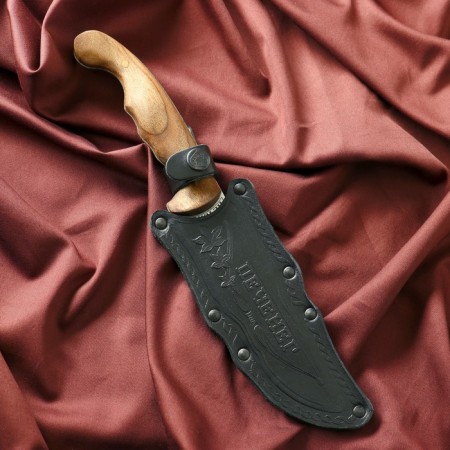 Caucasian knife, tourist "liver" with scabbard, steel - 40x13, waxed nut, 14 cm-5