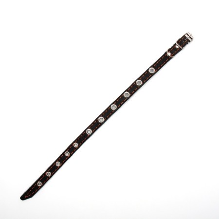 Single-layer leather collar with corrugated eyelets, 35x1.2 cm, Osh 10-28 cm, dimensionless, mix of flowers-3