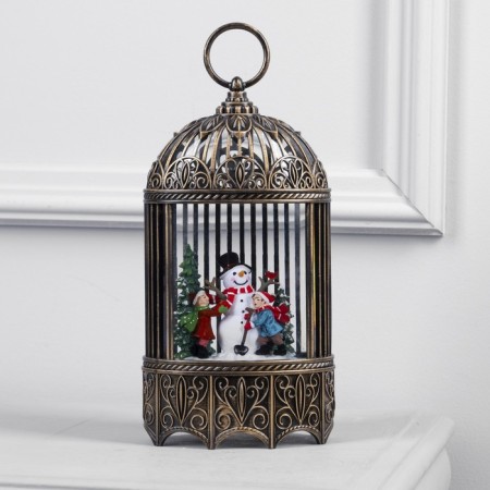 LED figure “Lantern with children and snowman” 13 × 25.5 × 8 cm, plastic, AAX3 batteries (not complete), USB, glow warm white-1
