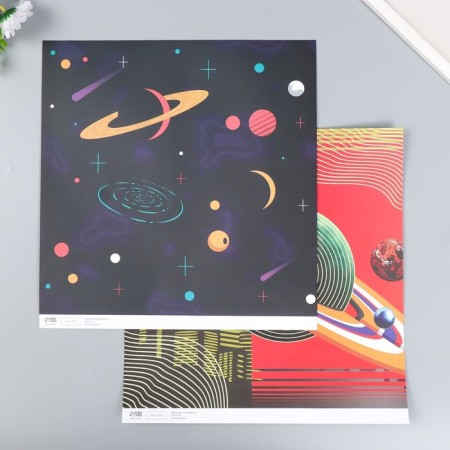 Scrapbooking paper bilateral "Cosmos" density 180 g 30.5x32 cm-1