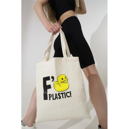 No Plastic-shoper bag without lightning, without lining, beige color-5