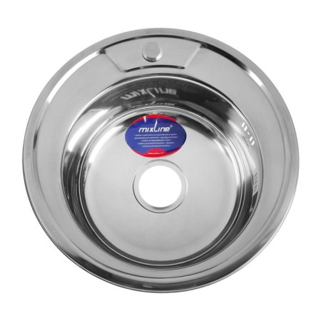 Kitchen sink Mixline 528182, mortise, thickness 0.6 mm, 49x49x17 cm, issue. 3 1/2 ", with Siphon