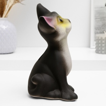 Piggy bank "Cat" black 13x13x23cm-6