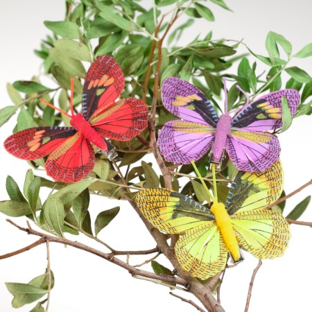 A butterfly for decor and floristry, on a clothespin, plastic, mix, 1 pc., 7.5 x 5 x 1 cm