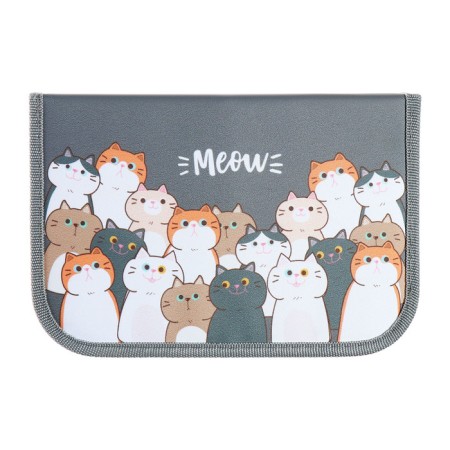 Penal 1 section 140 x 210 x 40 mm, folding pocket and cosmetic bag, fabric, calligrata topontent "cats"-2