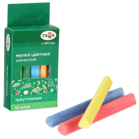 Loars for drawing "gamma", colored, 10 pieces, soft, triangular shape, cardboard box