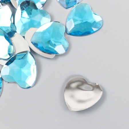 Decor for creativity plastic "Rhinestones Heart. Blue Water" set 30 pcs 2.5x2.5 cm-1