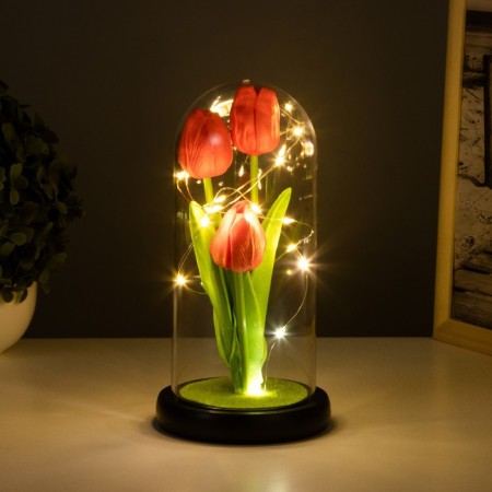 Night "Tulips" LED 3HAAA Red 10.5x10.5x22cm-1