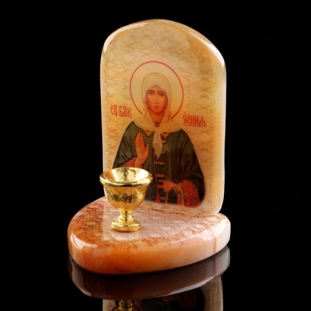 Icon "Ksenia Petersburg", with a candlestick, selenite