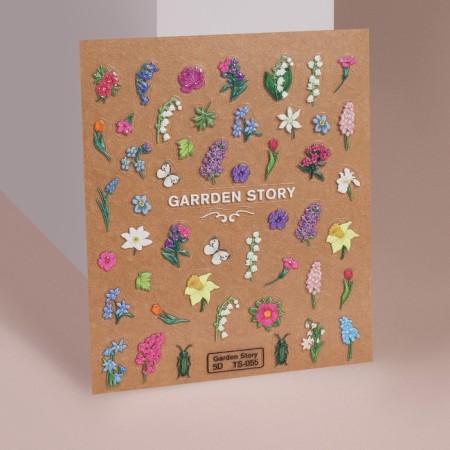 Nail stickers "Gifts of Nature", voluminous, multi -colored-1