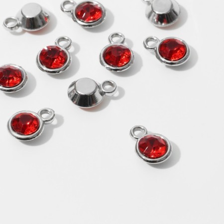 Circle-suspension "Circle" Small 1.3 × 0.9 × 0.8 cm, (set 10 pcs.), Red color in silver