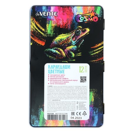 Pencils of 12 colors, Devente Trio Mega Soft, three -sided case, 4m, 3 mm, metal gift box-4