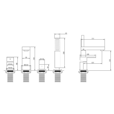 Bath mixer Abber Daheim AF8213B, on board the bath, shower set, black-2