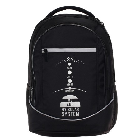 School backpack 42 x 30 x 20 cm, ergonomic back, Hatber sreet "Cosmos", black NRK_75071-2