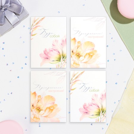 Set of mini -postcard "Flowers - 1" Pink background, 33 pieces, 7.5x10.5 cm-2