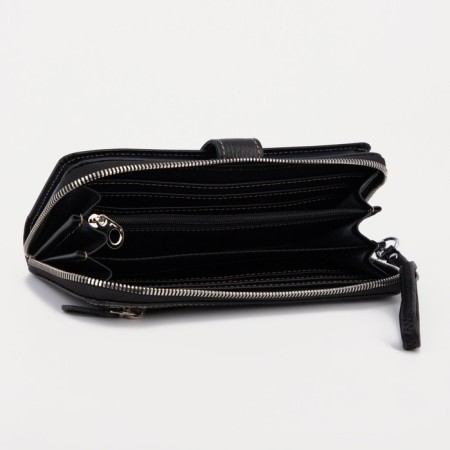 Male purse with lightning, for bills, for cards, for coins, black color-3