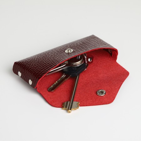 Pocket Key on the button, Textura, length 15 cm, ring, burgundy color-5