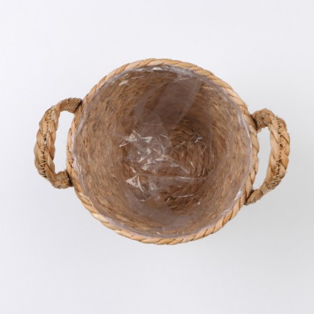 Kashpo wicker "safari" with handles, 17.5x17.5x16 cm, natural-5