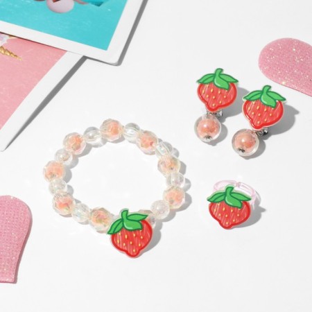 Set of children's "chosen" 3 subjects: clips, bracelet, ring, strawberries, colored-1