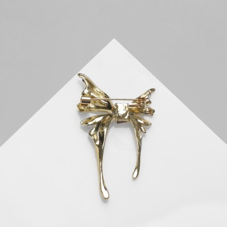 Brooch "Butterfly" foil wings, pink color in gold-1