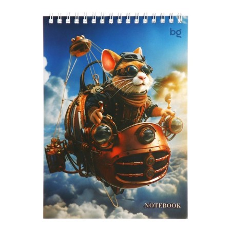 Notepad A5, 40 sheets in a cage on the crest "steampunk", cover covering cardboard, mix-3