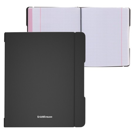 Notebook A5+, 48 sheets in the Erichkrause "Folderbook", a replaceable plastic cover, an offset unit, black