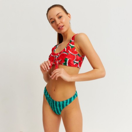 Swimsuit female separate minku color red/green, size 46-6