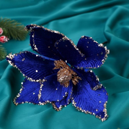 Decor "Winter Flower" edge shine, 18x20 cm, blue-1