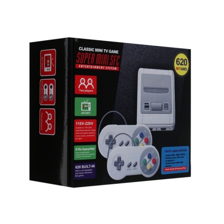 Game console 620 SFC, 620 games, AV cable, 2 wired joysticks, gray-8