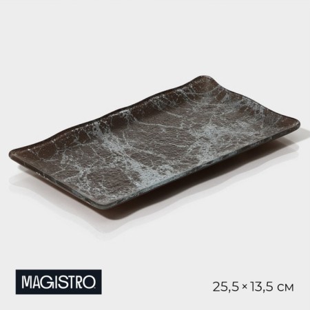 Glass Soldier rectangular dish for supply magistro "marble", 25.5 × 13.5 × 1.5 cm, color graphite