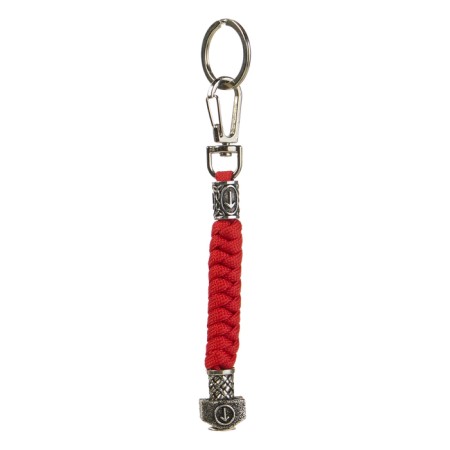 A keychain - a launcher for a knife "Runa Tayvaz" from a paracord, red, 13 cm-1