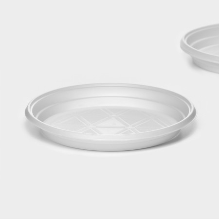 Plastic plastic disposable, d = 17 cm, set 6 pcs, white color-1