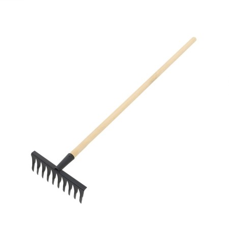 Straight rakes, a dotted tooth, 10 teeth, metal, wooden stalk
